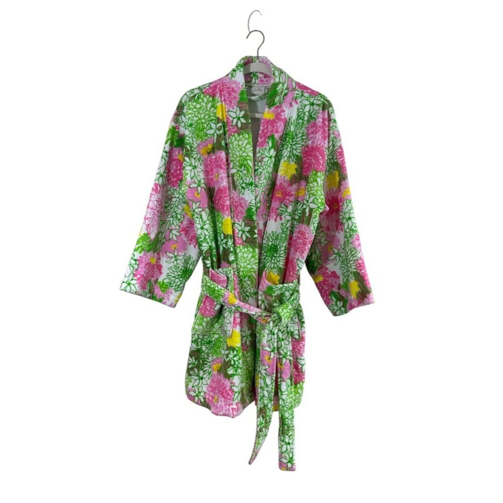 Lilly Pulitzer Luxe Terry Robe Resort White Mum Patch OS NWOT - Picture 2 of 16